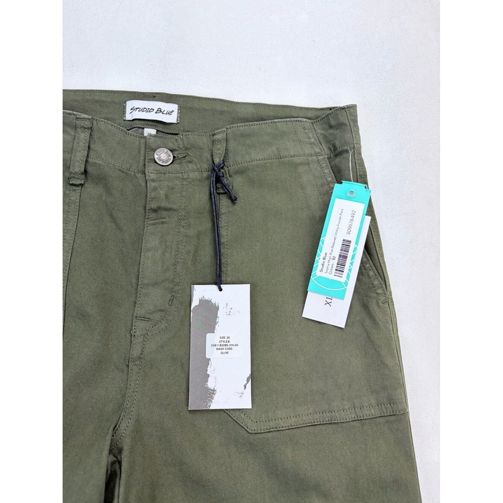 Studio Blue Sophia High Rise Relaxed Utility Pants Olive Green Womens 10 - Picture 7 of 12